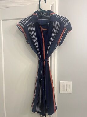 Express Navy Striped Belted Dress Small – Worn Few Times